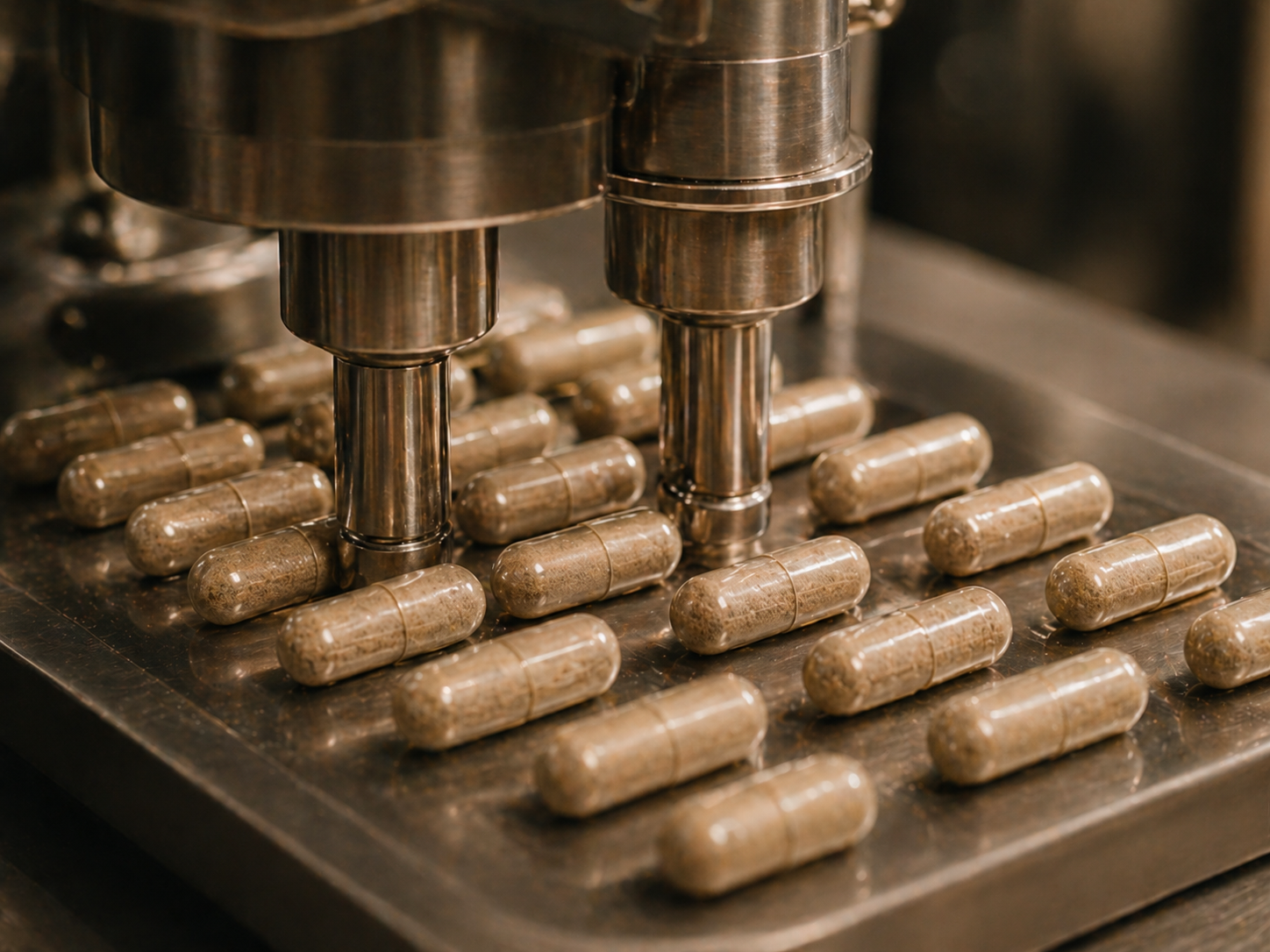 Capsules moving through a clean encapsulation process