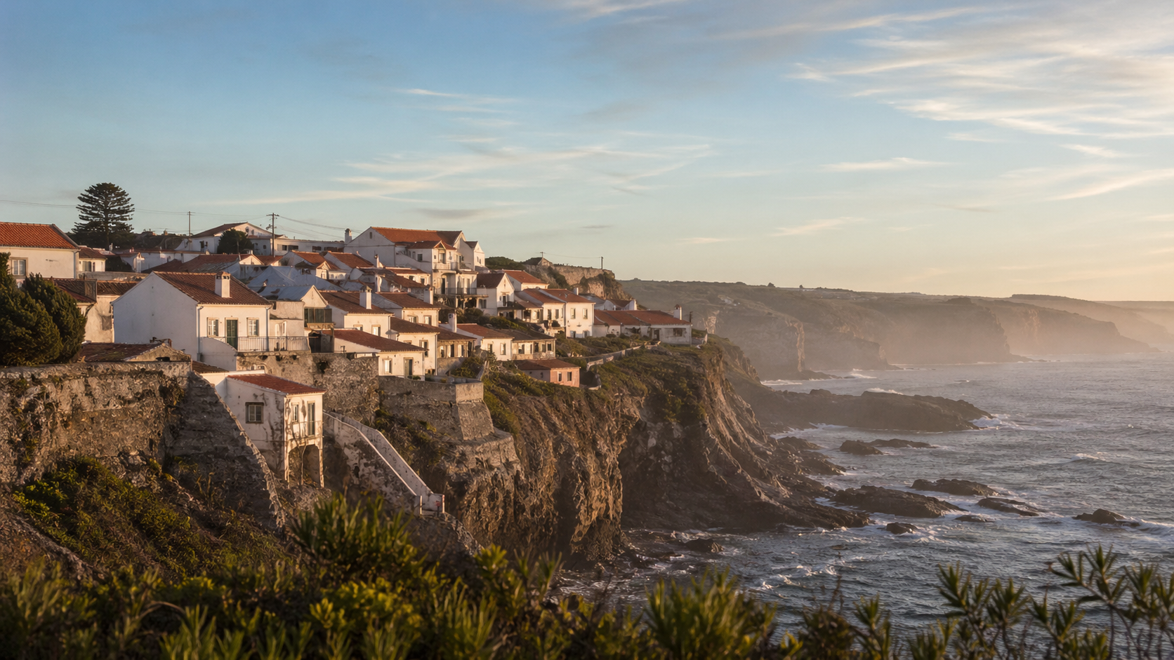 Portuguese coastal village and Atlantic landscape